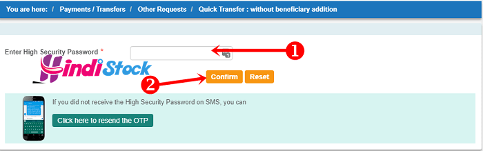 Money Transfer Enter bank detail confirm otp page