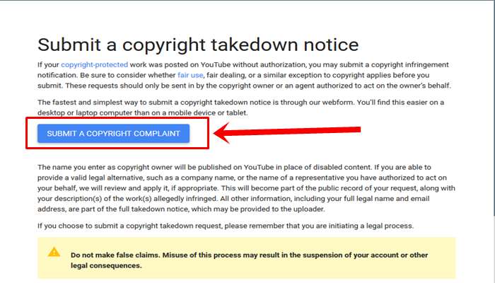 Copyright Claim On YouTube video copyright form